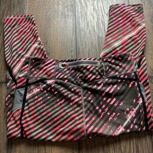 Athleta Kids' Pink and Black Striped Leggings